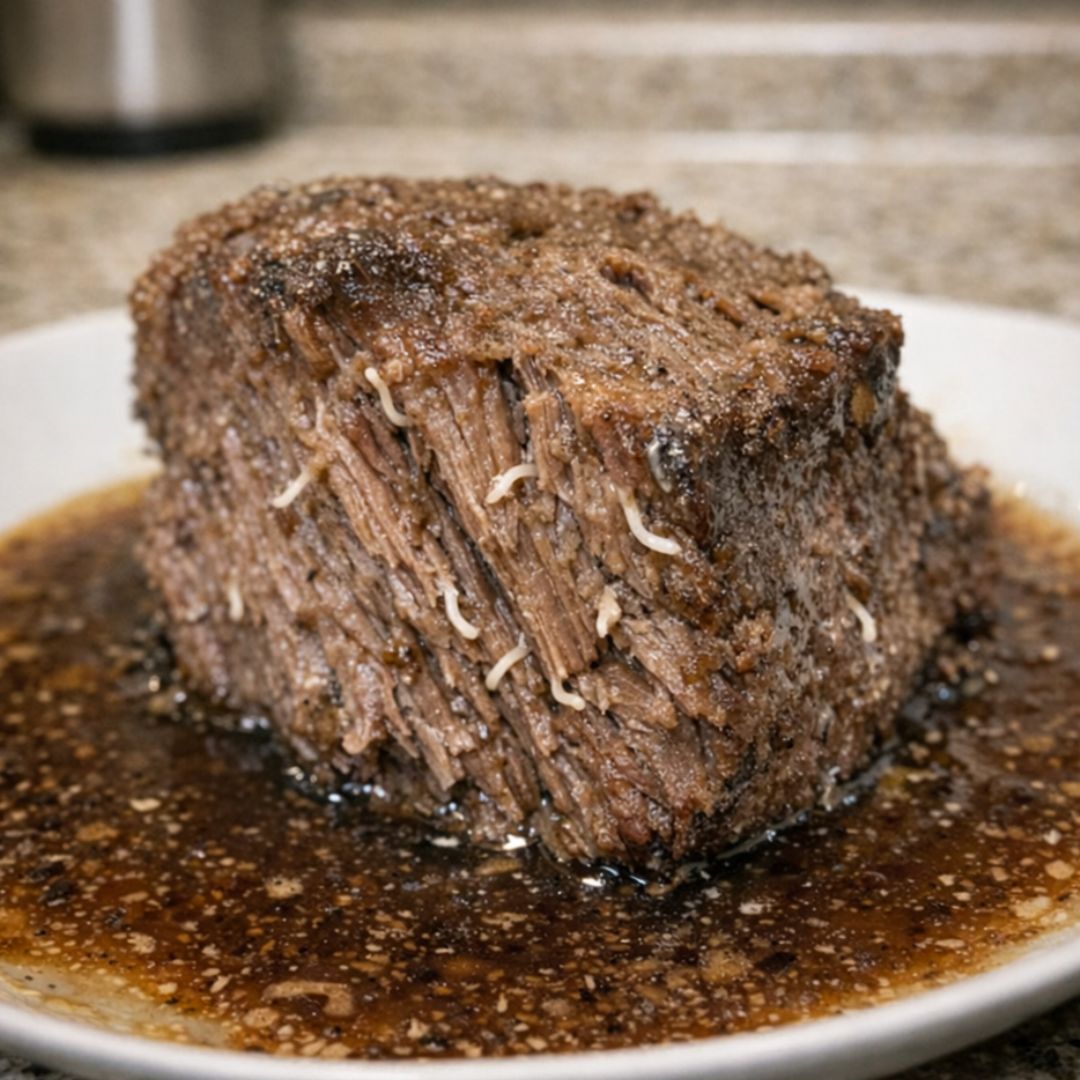Pulled my beef roast out of the slow cooker and saw these weird white ...